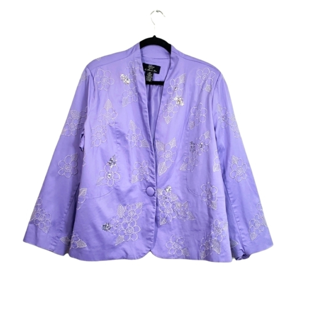 Trenz By Thereza Renz Padded Shoulders Embroidered Blazer / Jacket size 2X